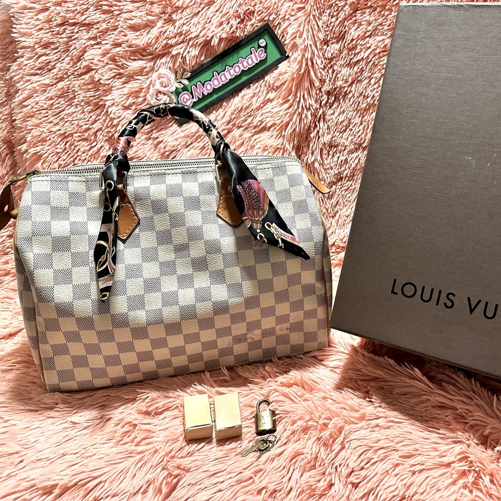 Louis Vuitton Damier Azur Speedy 30. Made in USA